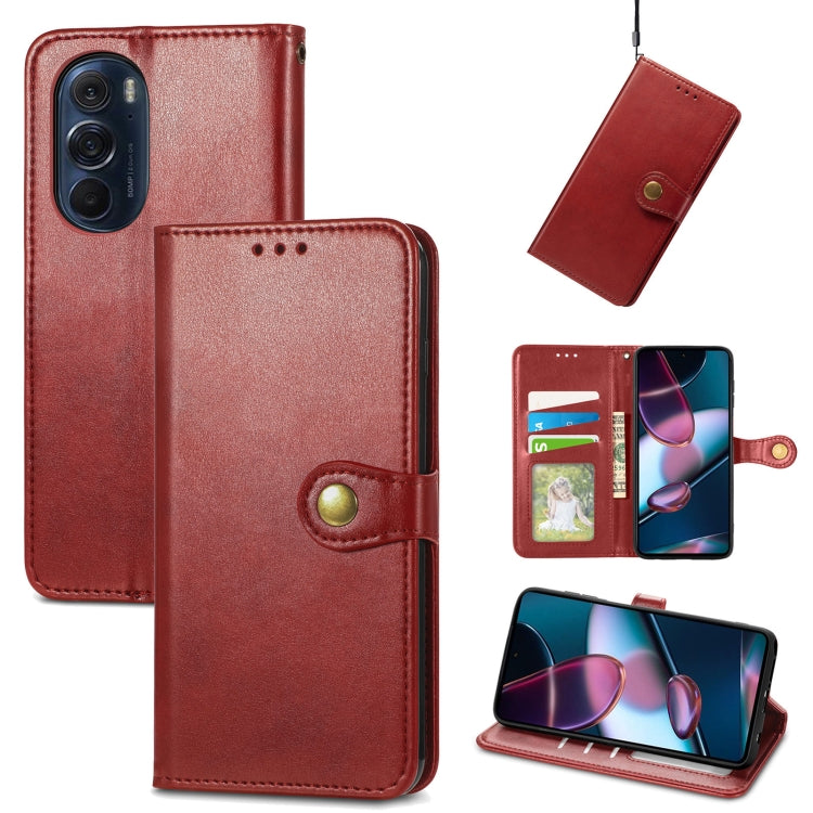 For Motorola Edge X30 Solid Color Leather Buckle Phone Case