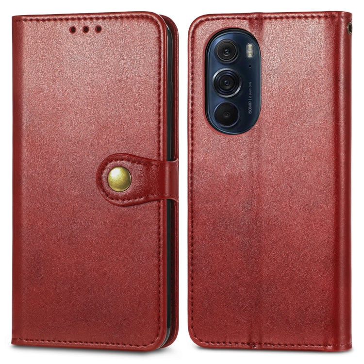 For Motorola Edge X30 Solid Color Leather Buckle Phone Case