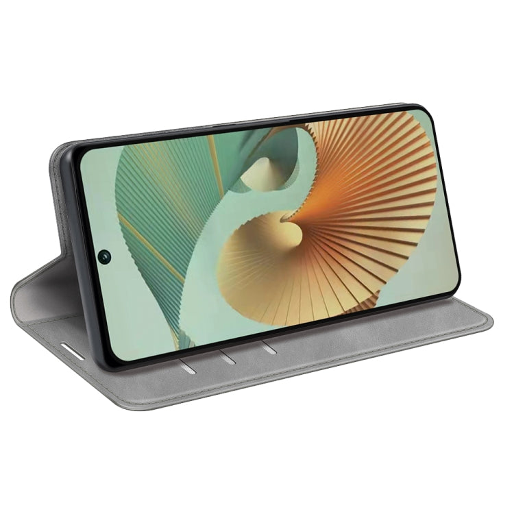 For ZTE Blade V40 Retro-skin Magnetic Suction Leather Phone Case