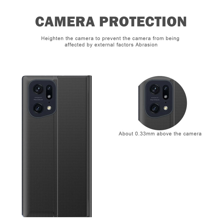 For OPPO Find X5 Side Display Magnetic Plain Cloth Leather Phone Case with Holder