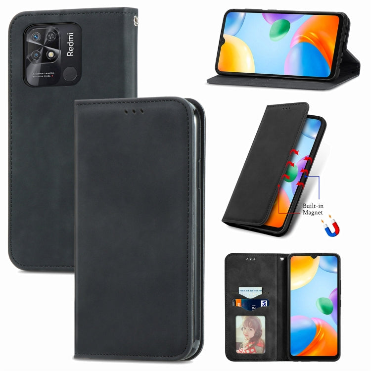 For Xiaomi Redmi 10C Retro Skin Feel Magnetic Flip Leather Phone Case