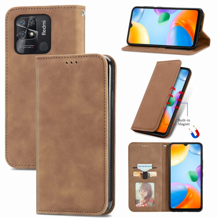 For Xiaomi Redmi 10C Retro Skin Feel Magnetic Flip Leather Phone Case