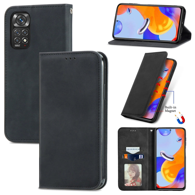 For Xiaomi Redmi Note 11 Pro Retro Skin Feel Magnetic Flip Leather Phone Case