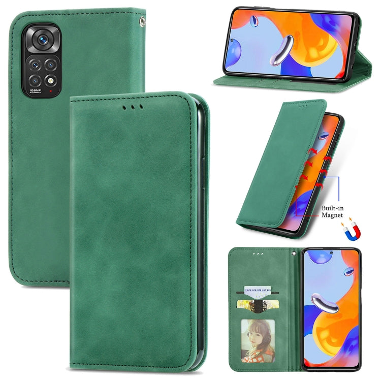 For Xiaomi Redmi Note 11 Pro Retro Skin Feel Magnetic Flip Leather Phone Case