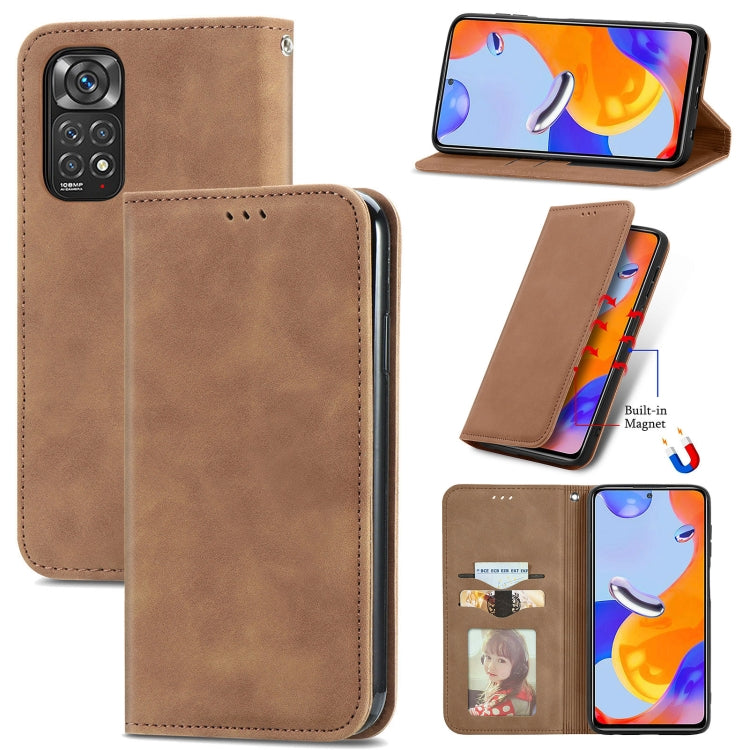 For Xiaomi Redmi Note 11 Pro Retro Skin Feel Magnetic Flip Leather Phone Case