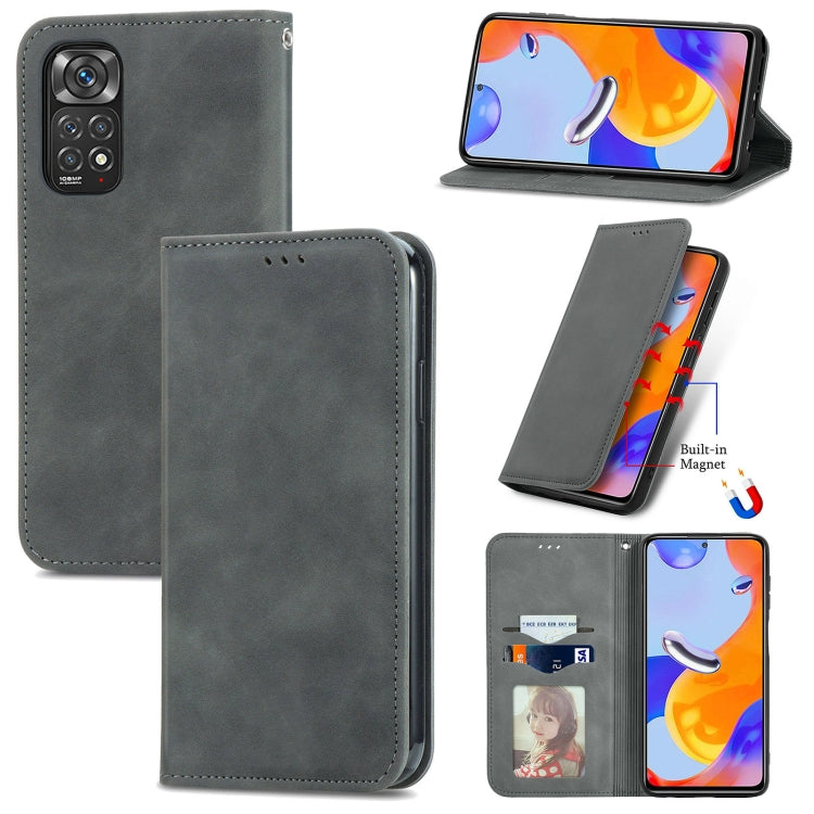 For Xiaomi Redmi Note 11 Pro Retro Skin Feel Magnetic Flip Leather Phone Case