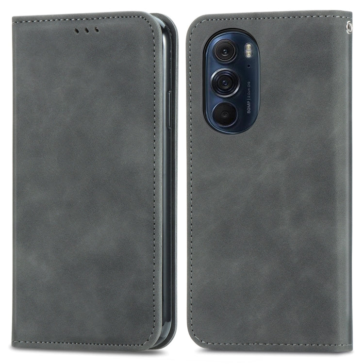 For Motorola Edge X30 Retro Skin Feel Magnetic Horizontal Flip Leather Phone Case