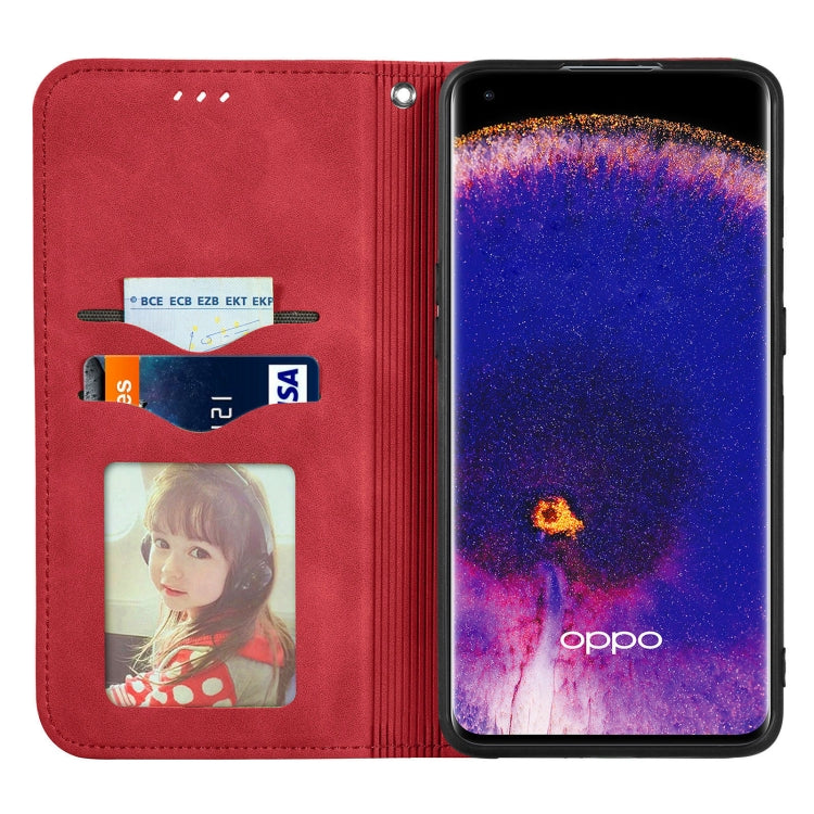 For OPPO Find X5 Pro Retro Skin Feel Magnetic Horizontal Flip Leather Phone Case