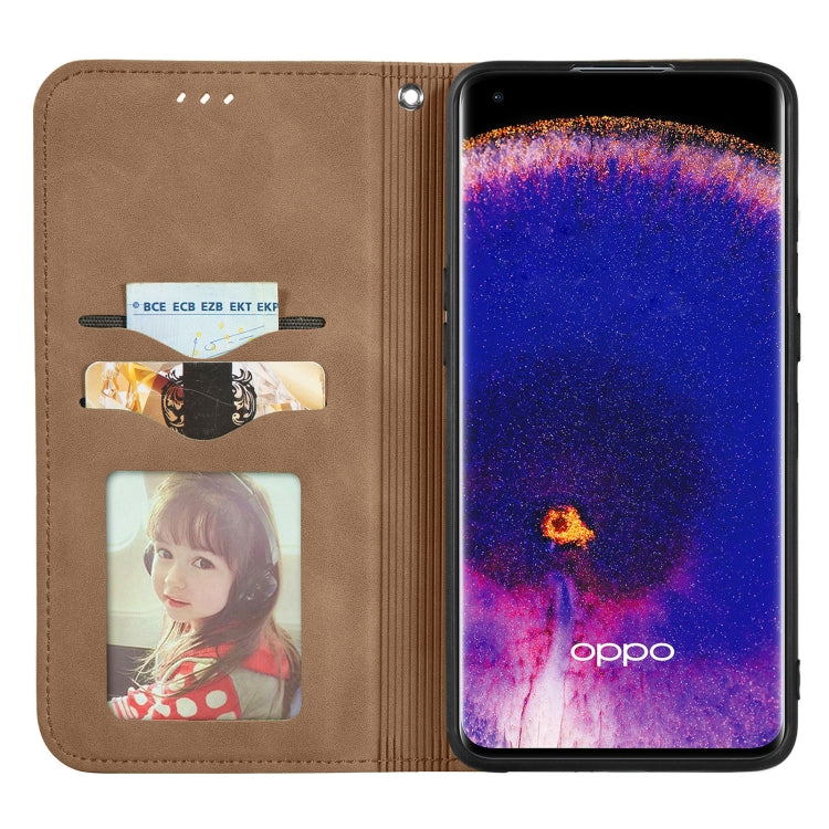 For OPPO Find X5 Pro Retro Skin Feel Magnetic Horizontal Flip Leather Phone Case