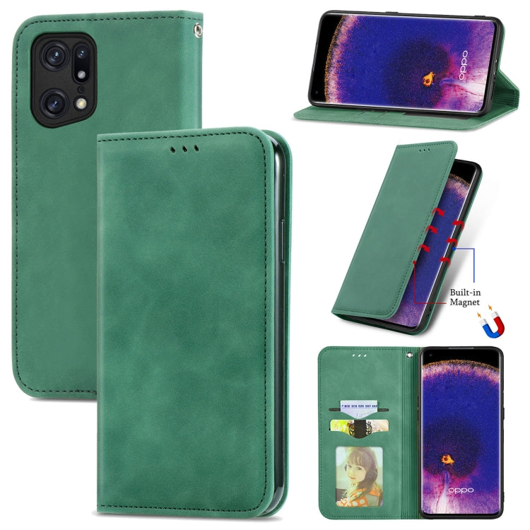 For OPPO Find X5 Retro Skin Feel Magnetic Horizontal Flip Leather Phone Case