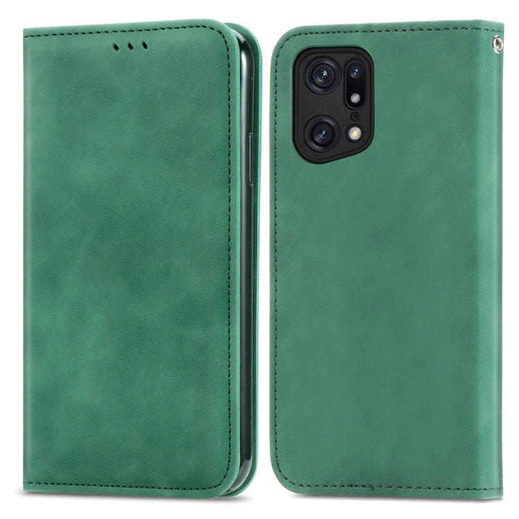 For OPPO Find X5 Retro Skin Feel Magnetic Horizontal Flip Leather Phone Case