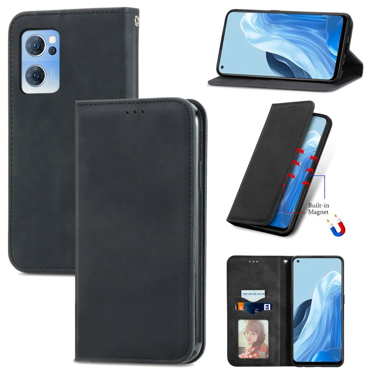 For OPPO Reno7 5G Retro Skin Feel Magnetic Horizontal Flip Leather Phone Case