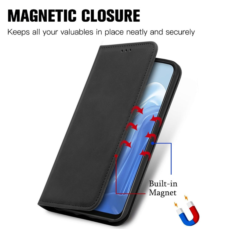 For OPPO Reno7 5G Retro Skin Feel Magnetic Horizontal Flip Leather Phone Case