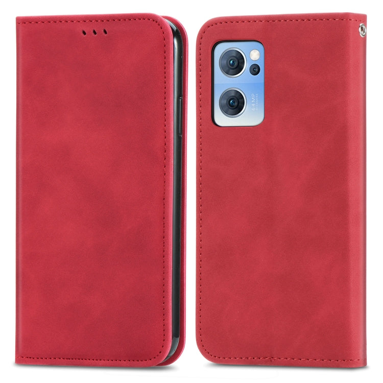 For OPPO Reno7 5G Retro Skin Feel Magnetic Horizontal Flip Leather Phone Case