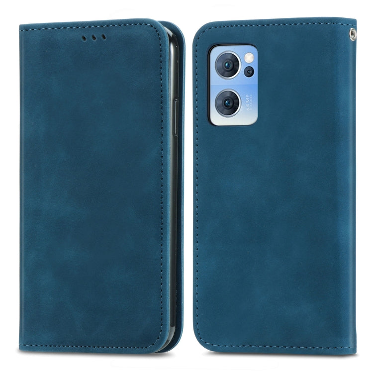 For OPPO Reno7 5G Retro Skin Feel Magnetic Horizontal Flip Leather Phone Case