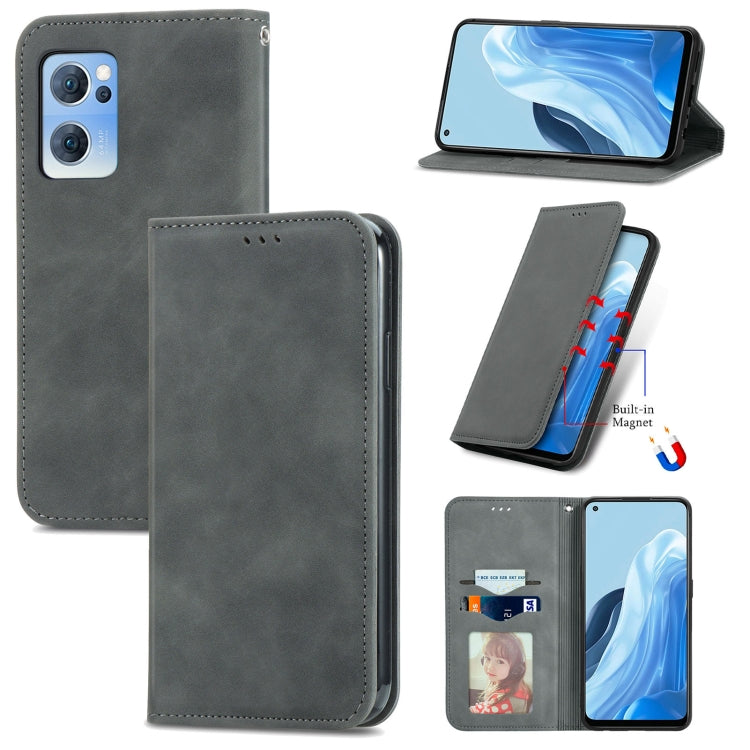 For OPPO Reno7 5G Retro Skin Feel Magnetic Horizontal Flip Leather Phone Case