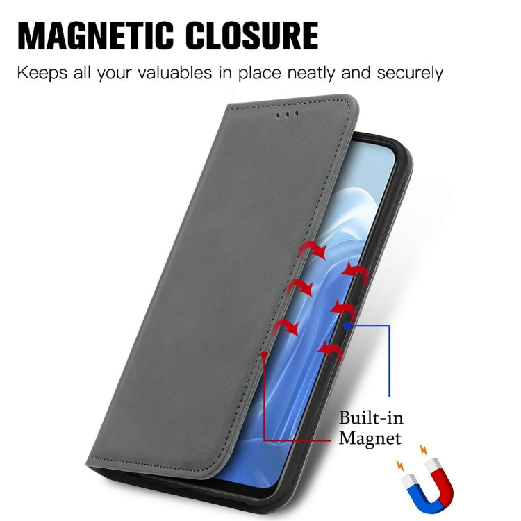 For OPPO Reno7 5G Retro Skin Feel Magnetic Horizontal Flip Leather Phone Case