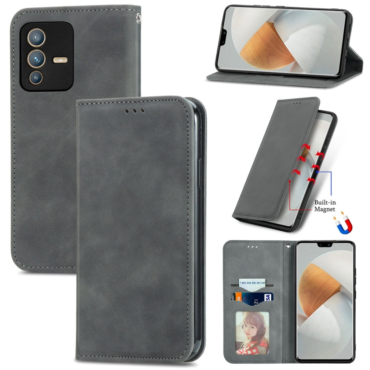 For vivo S12 Pro Retro Skin Feel Magnetic Horizontal Flip Leather Phone Case