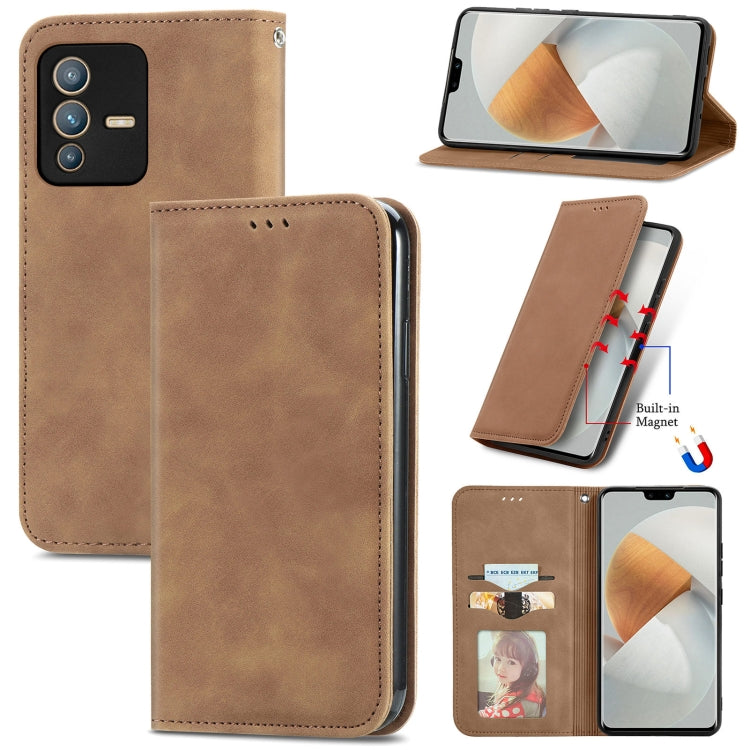 For vivo S12 Pro Retro Skin Feel Magnetic Horizontal Flip Leather Phone Case