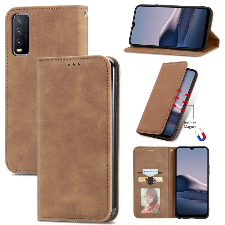 For vivo Y20 / Y20 2021 Retro Skin Feel Magnetic Horizontal Flip Leather Phone Case