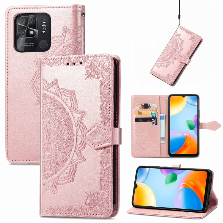 For Xiaomi Redmi 10C Mandala Flower Embossed Flip Leather Phone Case