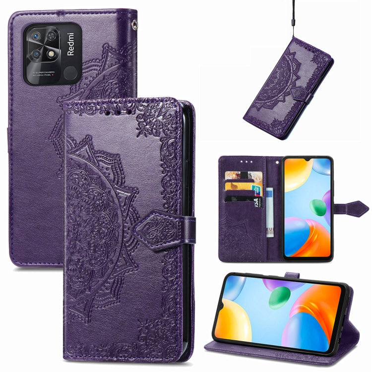 For Xiaomi Redmi 10C Mandala Flower Embossed Flip Leather Phone Case