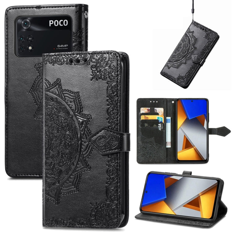 For Xiaomi Poco M4 Pro 4G Mandala Flower Embossed Flip Leather Phone Case