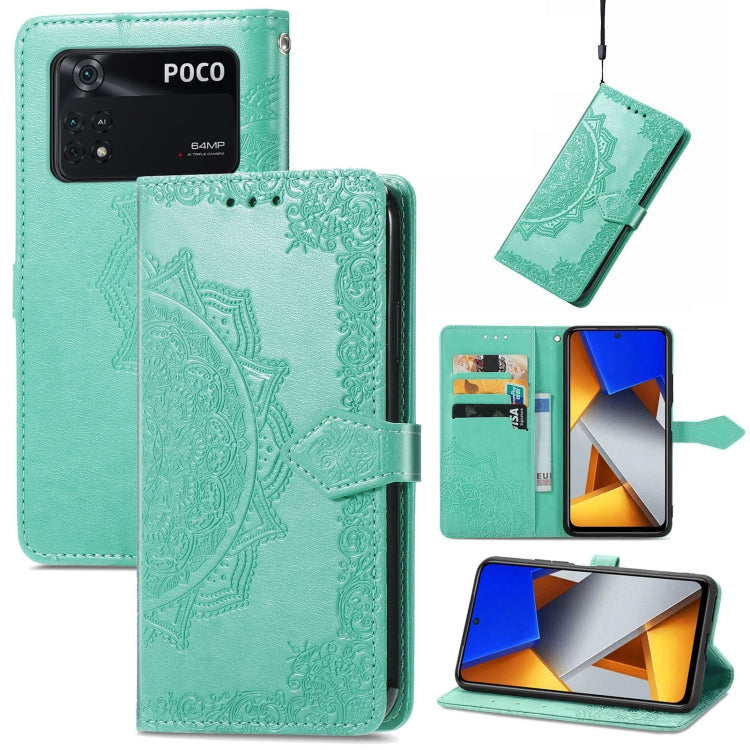 For Xiaomi Poco M4 Pro 4G Mandala Flower Embossed Flip Leather Phone Case