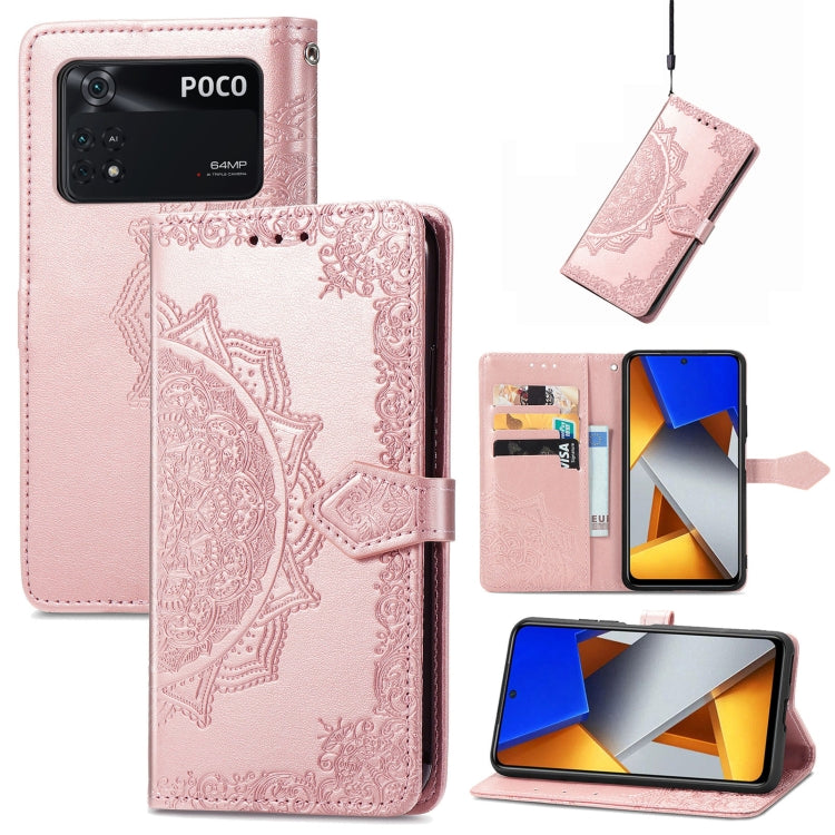For Xiaomi Poco M4 Pro 4G Mandala Flower Embossed Flip Leather Phone Case