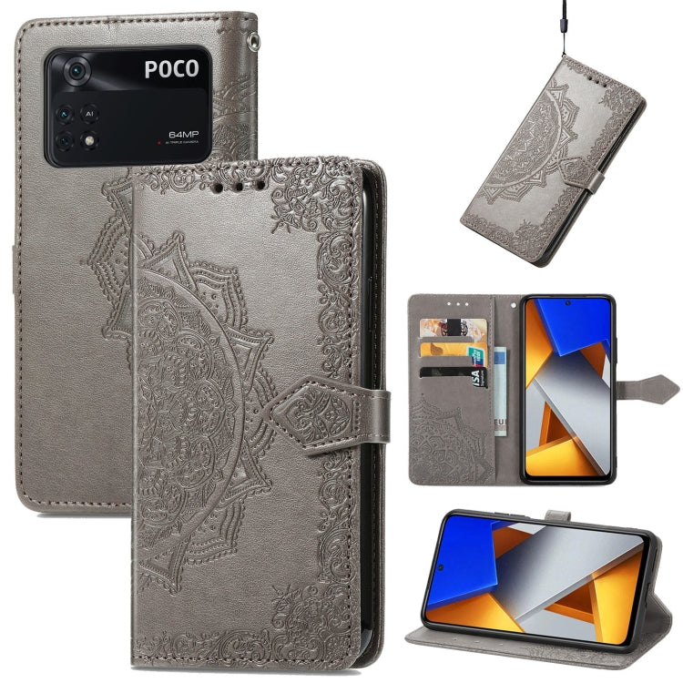 For Xiaomi Poco M4 Pro 4G Mandala Flower Embossed Flip Leather Phone Case