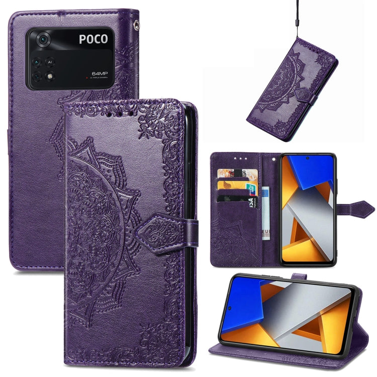 For Xiaomi Poco M4 Pro 4G Mandala Flower Embossed Flip Leather Phone Case
