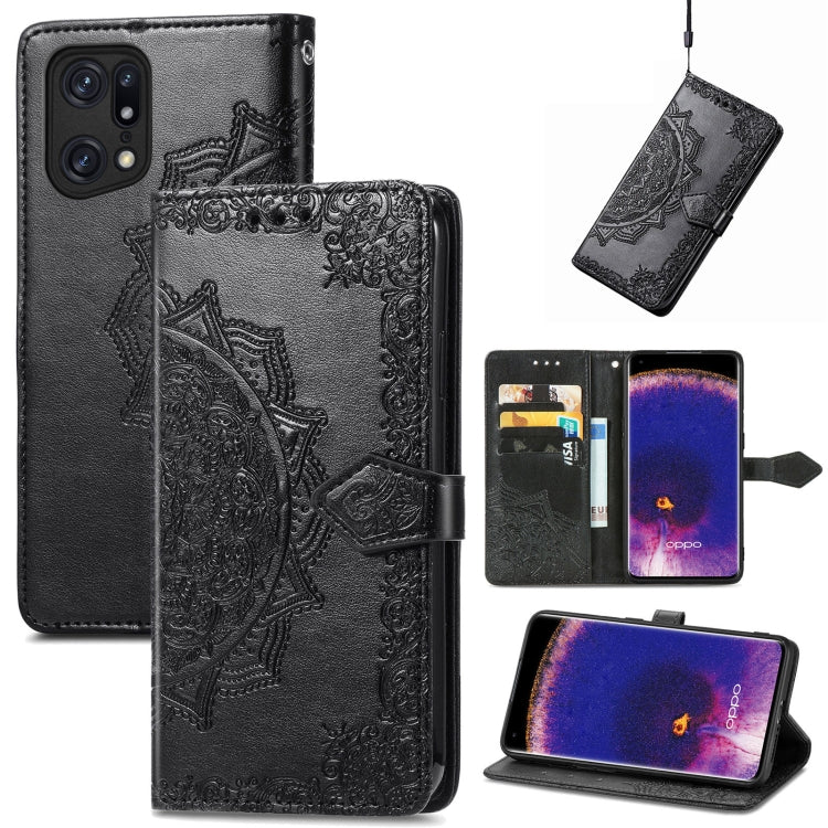 For OPPO Find X5 Pro Mandala Flower Embossed Flip Leather Phone Case