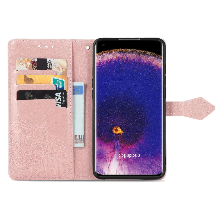 For OPPO Find X5 Pro Mandala Flower Embossed Flip Leather Phone Case