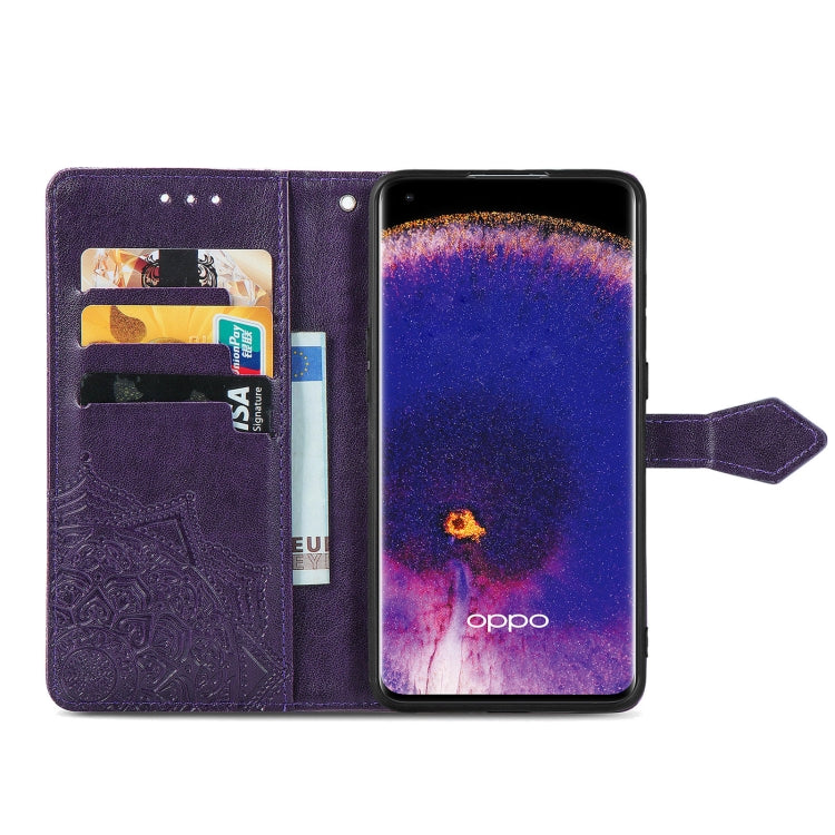 For OPPO Find X5 Pro Mandala Flower Embossed Flip Leather Phone Case