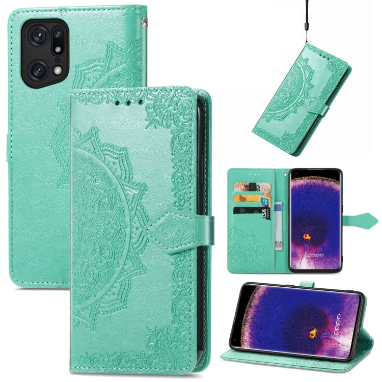 For OPPO Find X5 Pro Mandala Flower Embossed Flip Leather Phone Case
