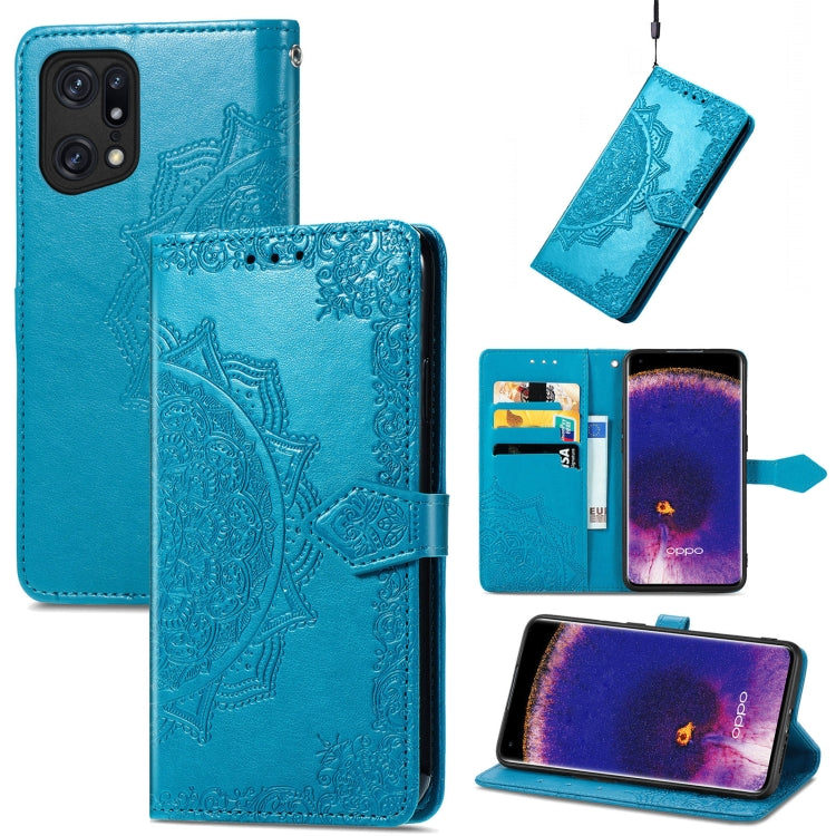 For OPPO Find X5 Mandala Flower Embossed Flip Leather Phone Case
