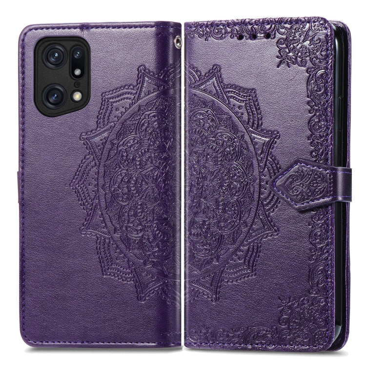 For OPPO Find X5 Mandala Flower Embossed Flip Leather Phone Case