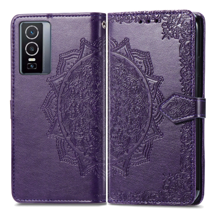 For vivo Y76 5G Mandala Flower Embossed Flip Leather Phone Case