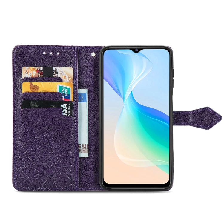 For vivo Y76 5G Mandala Flower Embossed Flip Leather Phone Case