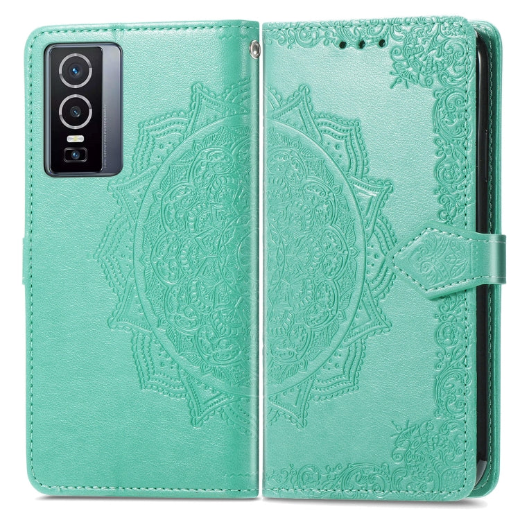 For vivo Y76 5G Mandala Flower Embossed Flip Leather Phone Case