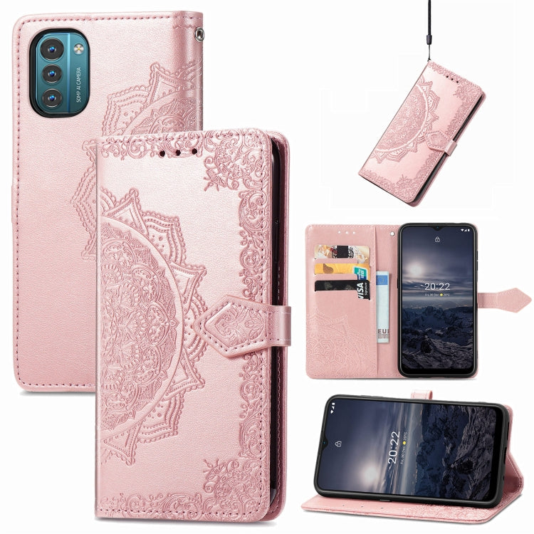 For Nokia G21 Mandala Flower Embossed Flip Leather Phone Case