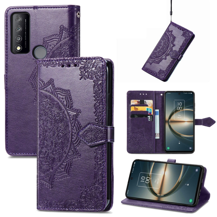 For TCL 30 V 5G Mandala Flower Embossed Flip Leather Phone Case
