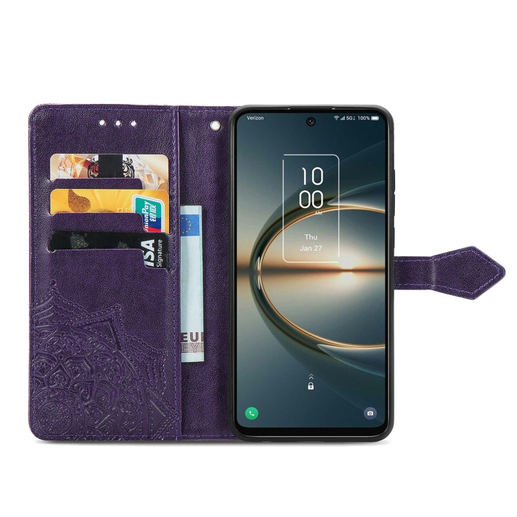 For TCL 30 V 5G Mandala Flower Embossed Flip Leather Phone Case