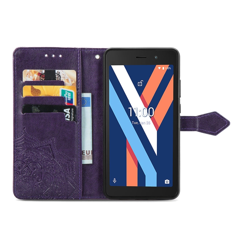 For Wiko Y52 Mandala Flower Embossed Flip Leather Phone Case