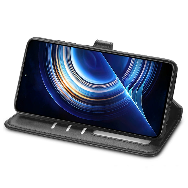 For Xiaomi Redmi K50 Pro Retro Solid Color Buckle Leather Phone Case