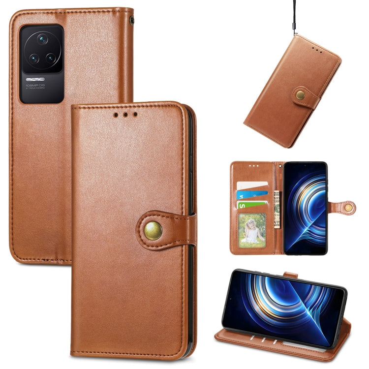For Xiaomi Redmi K50 Pro Retro Solid Color Buckle Leather Phone Case