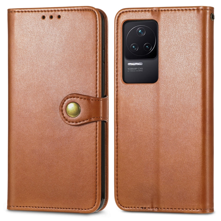 For Xiaomi Redmi K50 Pro Retro Solid Color Buckle Leather Phone Case