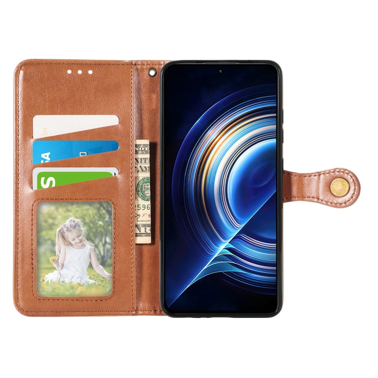 For Xiaomi Redmi K50 Pro Retro Solid Color Buckle Leather Phone Case