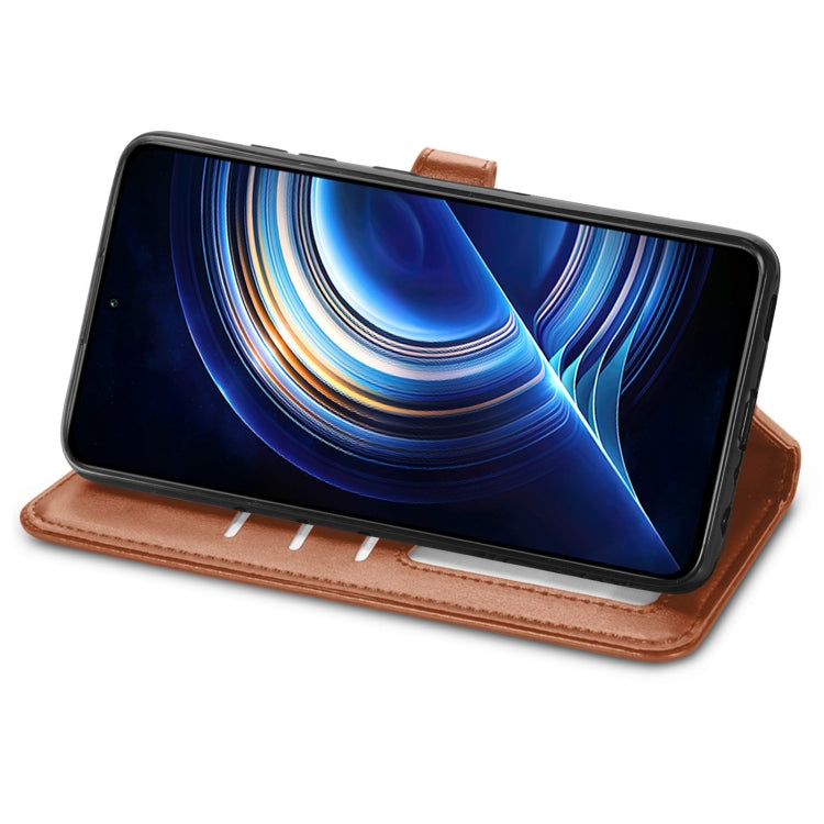 For Xiaomi Redmi K50 Pro Retro Solid Color Buckle Leather Phone Case