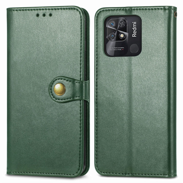 For Xiaomi Redmi 10C Retro Solid Color Buckle Leather Phone Case